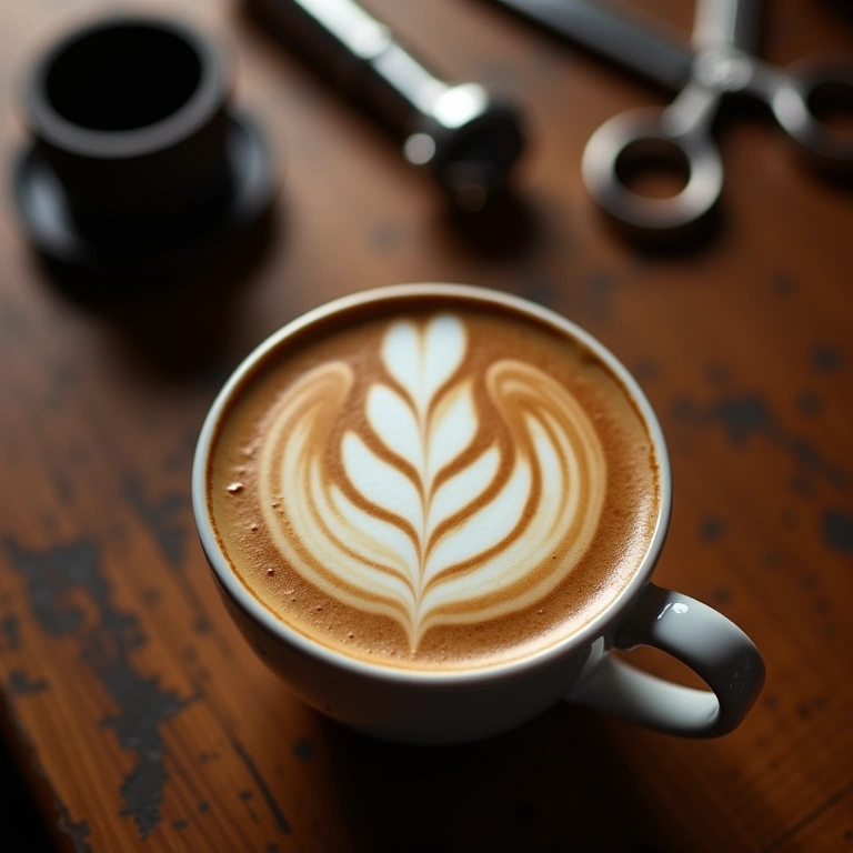 Artisan latte art at Barberista coffee bar